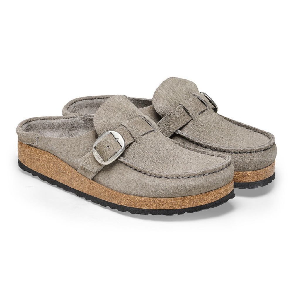 Birkenstock | Buckley Suede Corduroy Clog Womens Size 38 US 7 Gray - Picture 3 of 13